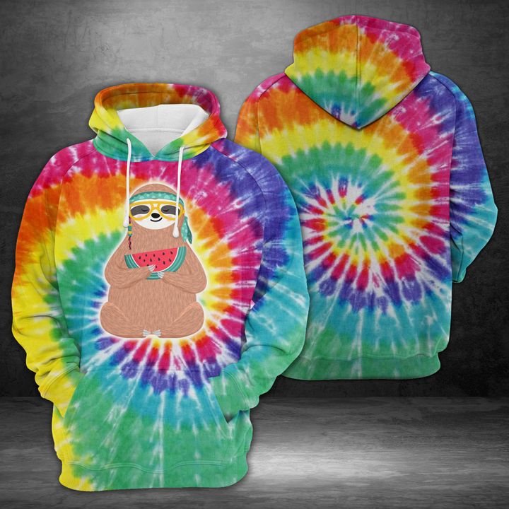 Cute Sloth Tie Dye 3D Printed Hoodie/Zipper Hoodie Cute Sloth Tie Dye 3D Printed Hoodie/Zipper Hoodie
