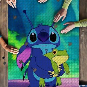 Cute Stitch Hug Frog Jigsaw Puzzle Set