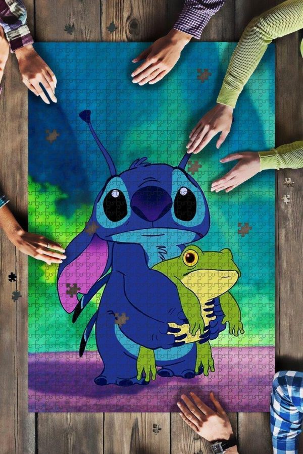 Cute Stitch Hug Frog Jigsaw Puzzle Set