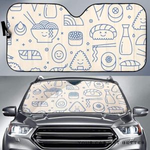 Cute Sushi Icon Pattern Car Auto Sun Shade