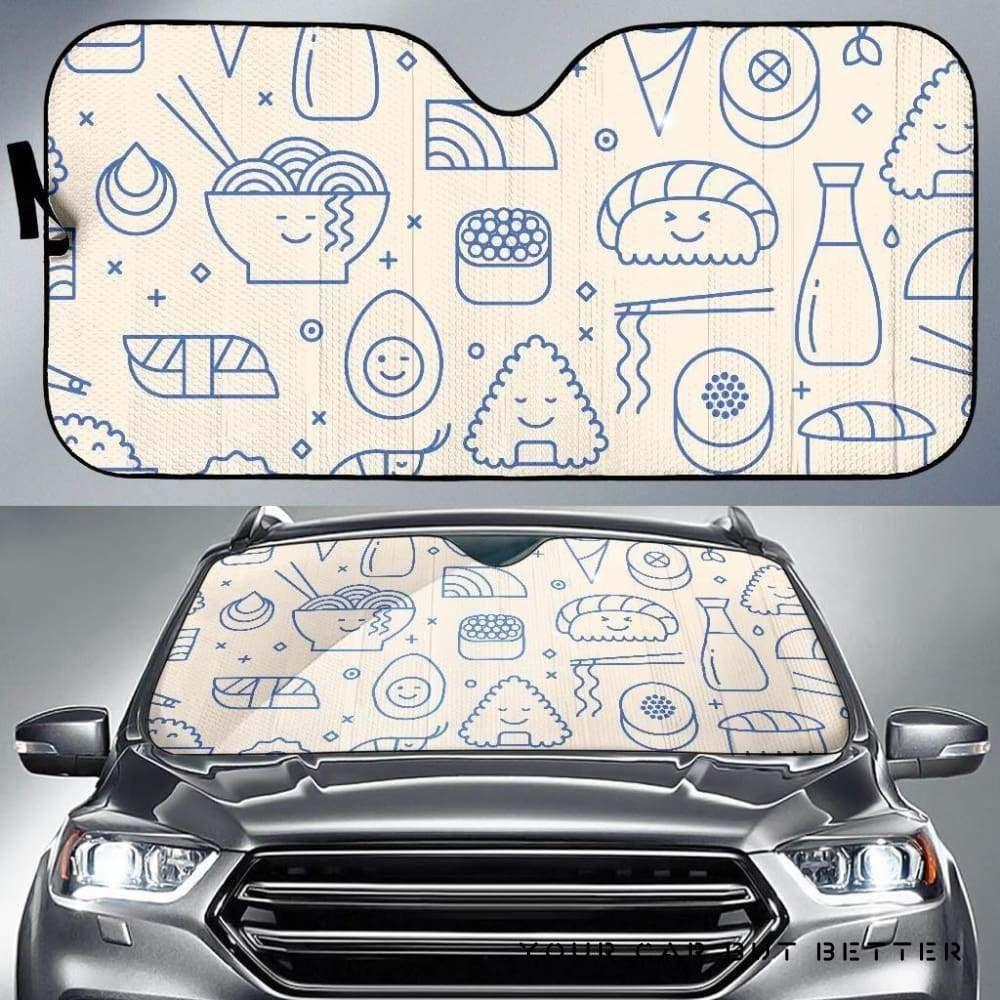 Cute Sushi Icon Pattern Car Auto Sun Shade Cute Sushi Icon Pattern Car Auto Sun Shade