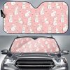 Cute White Rabbit Flower Pink Car Auto Sun Shade