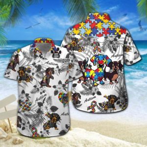 Dachshund Autism Hawaiian Shirt Summer Button Up