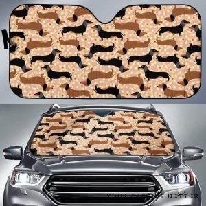 Dachshund Floral Car Auto Sun Shade