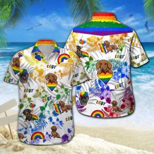 Dachshund Lgbt Hawaiian Shirt Summer Button Up