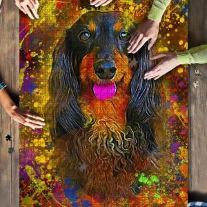 Dachshund Longhair Dog Colorful Jigsaw Puzzle Set