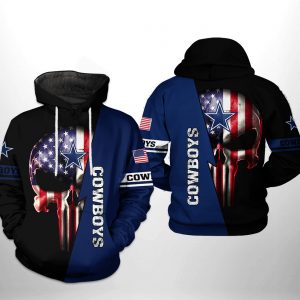 Dallas Cowboys NFL US Flag Skull Team 3D Printed Hoodie/Zipper Hoodie