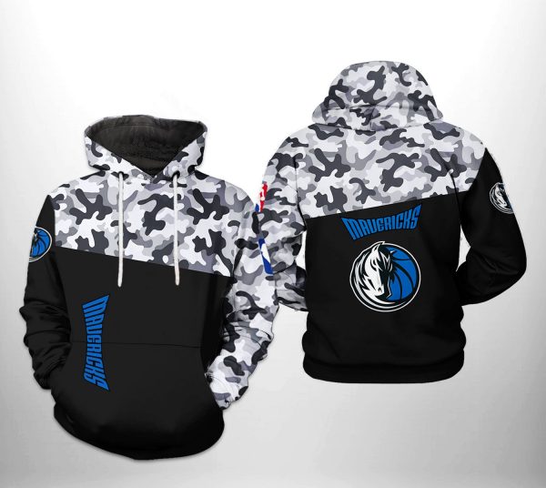 Dallas Mavericks NBA Camo Veteran Team 3D Printed Hoodie/Zipper Hoodie