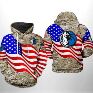 Dallas Mavericks NBA US Flag Camo Veteran Team 3D Printed Hoodie/Zipper Hoodie