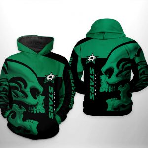 Dallas Stars NHL Skull 3D Printed Hoodie/Zipper Hoodie