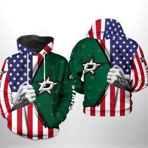 Dallas Stars NHL US FLag 3D Printed Hoodie/Zipper Hoodie