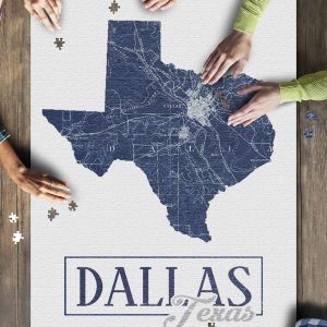 Dallas, Texas Map And City? Jigsaw Puzzle Set