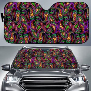 Dark Bohemian Paisley Car Auto Sun Shade