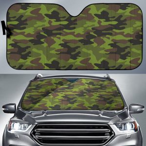 Dark Green And Black Camouflage Car Auto Sun Shade