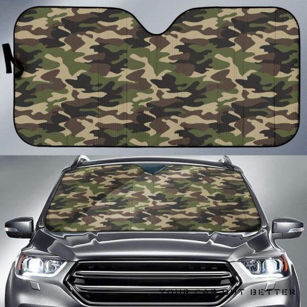 Dark Green Camo Camouflage Pattern Car Auto Sun Shade