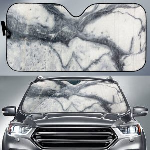 Dark Grey White Marble Car Auto Sun Shade
