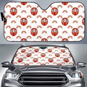 Daruma Japanese Wooden Doll Pattern Car Auto Sun Shade