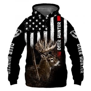 Deer Hunter US Flag Black 3D Printed Hoodie/Zipper Hoodie