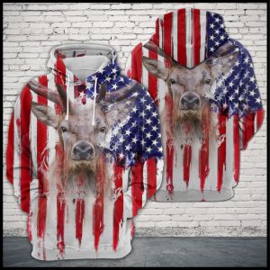 Deer Usa Flag 3D Printed Hoodie/Zipper Hoodie