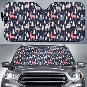 Deers Winter Christmas Pattern Car Auto Sun Shade