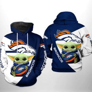 Denver Broncos NFL Baby Yoda Team 3D Printed Hoodie/Zipper Hoodie