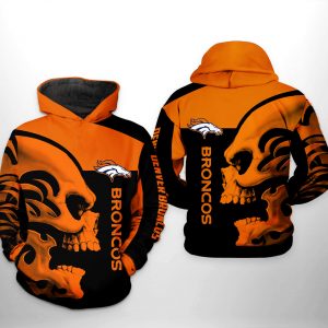 Denver Broncos NFL Skull 3D Printed Hoodie/Zipper Hoodie