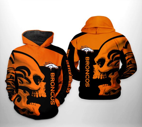 Denver Broncos NFL Skull 3D Printed Hoodie/Zipper Hoodie