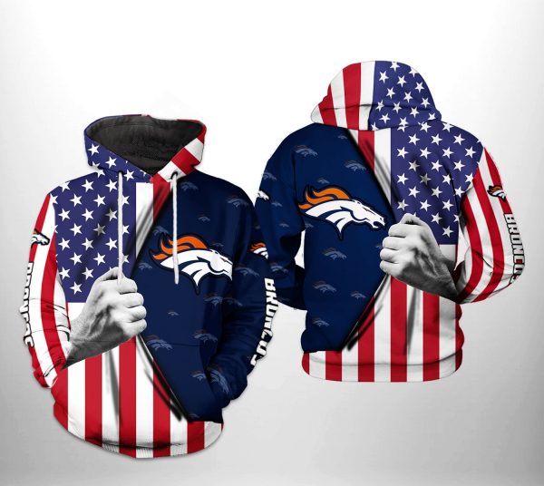 Denver Broncos NFL US Flag Team 3D Printed Hoodie/Zipper Hoodie