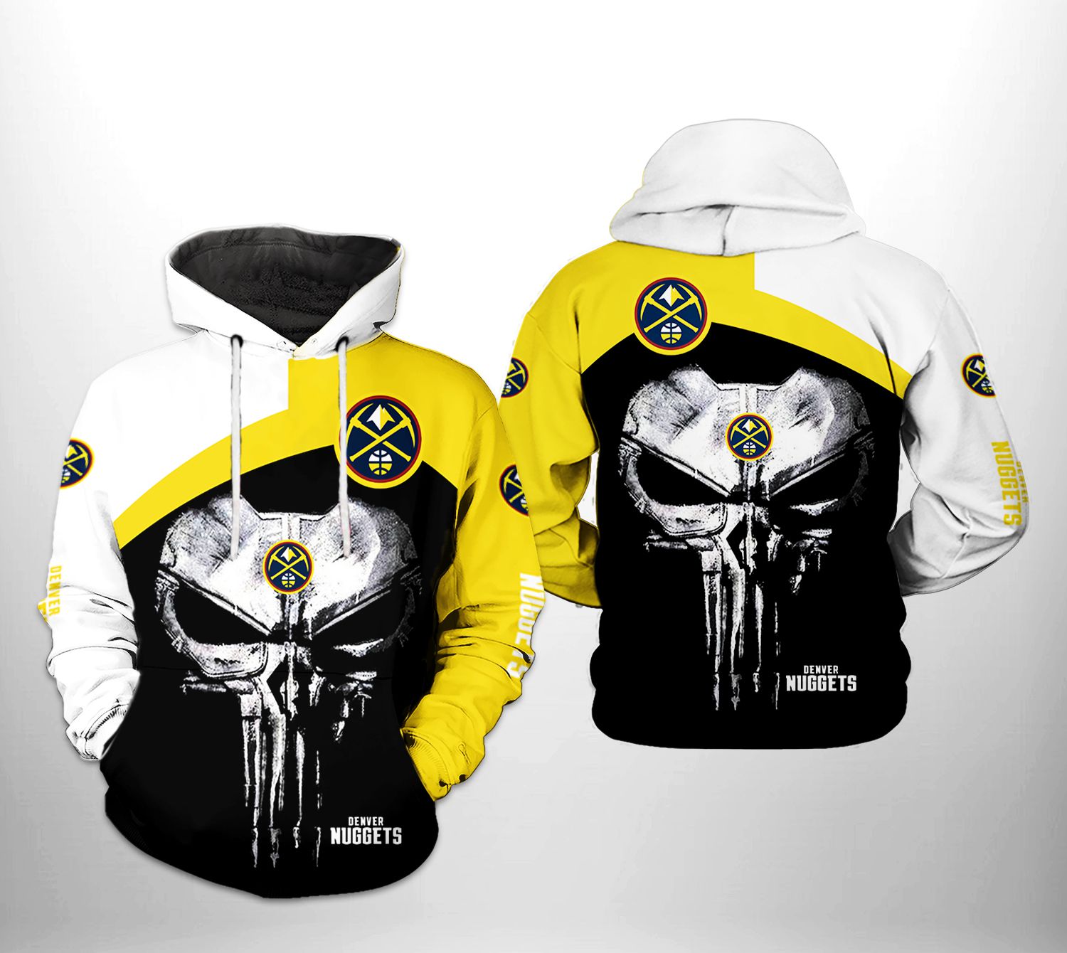 Denver Nuggets NBA Skull Punisher Team 3D Printed Hoodie/Zipper Hoodie Denver Nuggets NBA Skull Punisher Team 3D Printed Hoodie/Zipper Hoodie