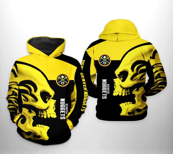 Denver Nuggets NBA Skull Team 3D Printed Hoodie/Zipper Hoodie