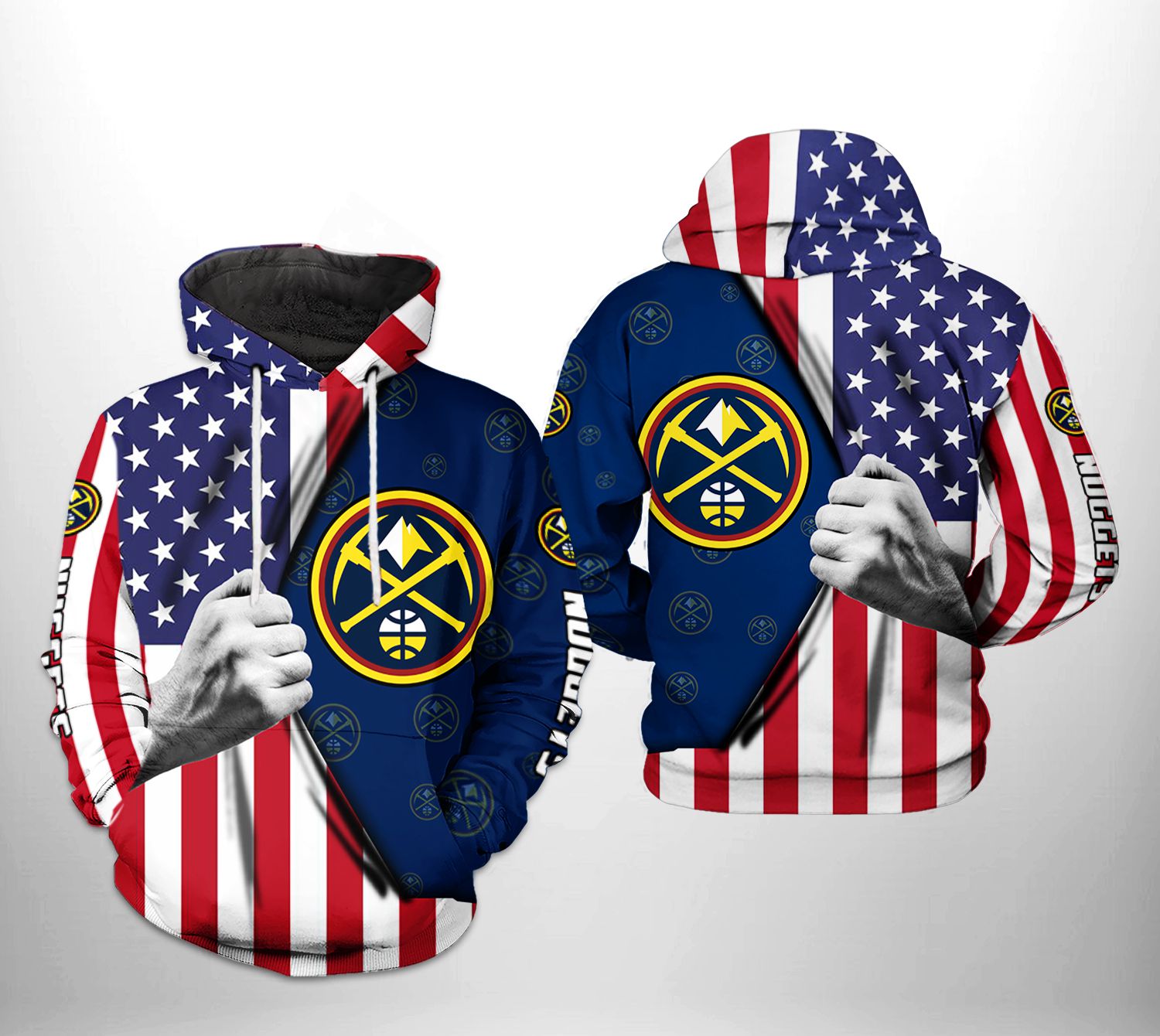 Denver Nuggets NBA US Flag Team 3D Printed Hoodie/Zipper Hoodie Denver Nuggets NBA US Flag Team 3D Printed Hoodie/Zipper Hoodie