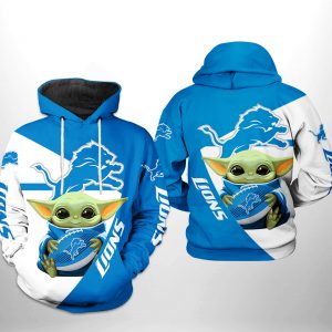 Detroit Lions NFL Baby Yoda Team 3D Printed Hoodie/Zipper Hoodie