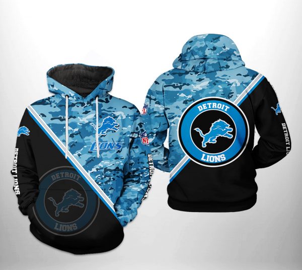 Detroit Lions NFL Camo Team 3D Printed Hoodie/Zipper Hoodie