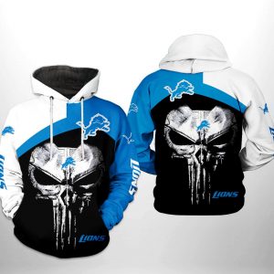 Detroit Lions NFL Skull Punisher Team 3D Printed Hoodie/Zipper Hoodie