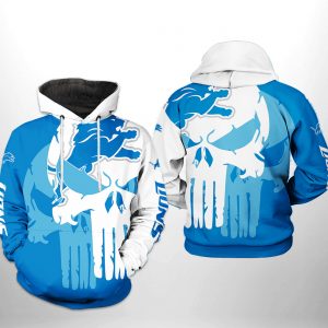 Detroit Lions NFL Team Skull 3D Printed Hoodie/Zipper Hoodie