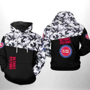 Detroit Pistons NBA Camo Veteran Team 3D Printed Hoodie/Zipper Hoodie
