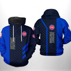 Detroit Pistons NBA Team Pattern Mix 3D Printed Hoodie/Zipper Hoodie