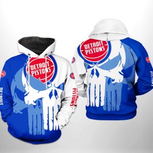 Detroit Pistons NBA Team Skull 3D Printed Hoodie/Zipper Hoodie
