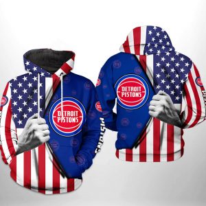 Detroit Pistons NBA US Flag Team 3D Printed Hoodie/Zipper Hoodie