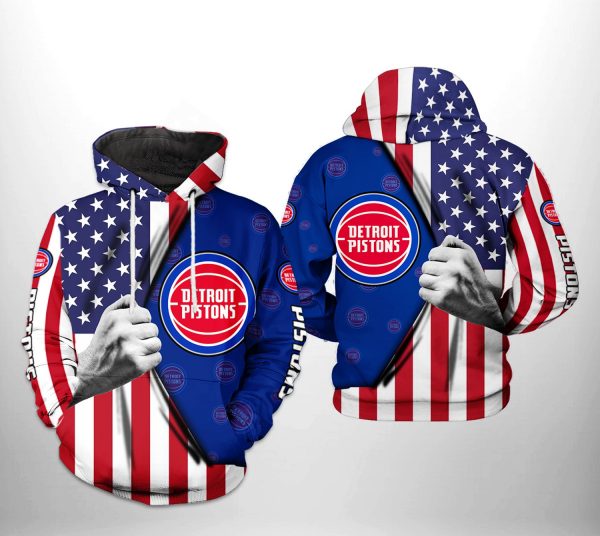Detroit Pistons NBA US Flag Team 3D Printed Hoodie/Zipper Hoodie
