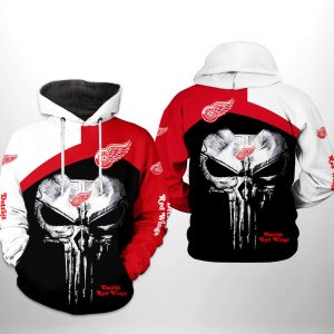 Detroit Red Wings Skull Punisher 3D Printed Hoodie/Zipper Hoodie