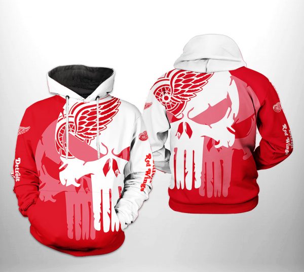 Detroit Red Wings Team Skull 3D Printed Hoodie/Zipper Hoodie
