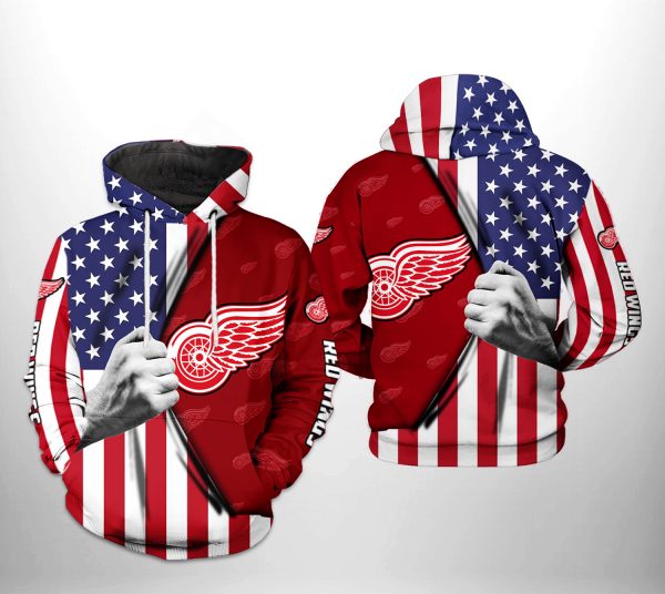 Detroit Red Wings US FLag 3D Printed Hoodie/Zipper Hoodie
