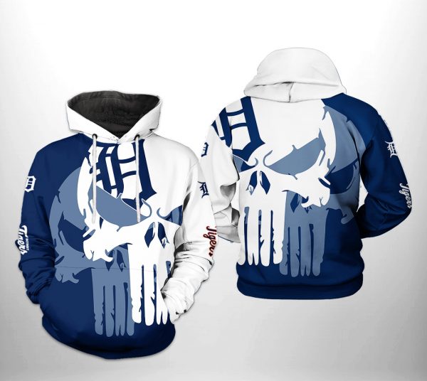 Detroit Tigers MLB Skull 3D Printed Hoodie/Zipper Hoodie