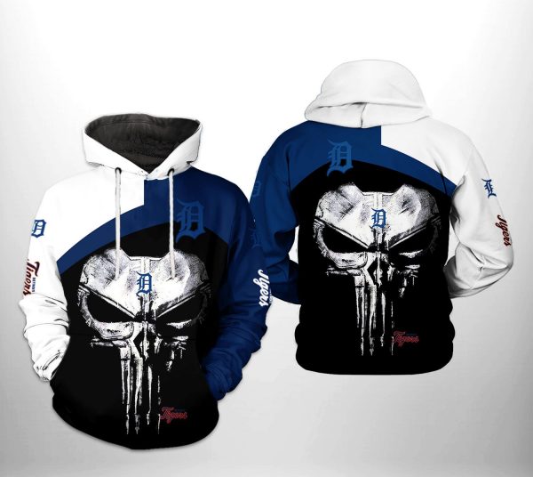 Detroit Tigers MLB Skull Punisher 3D Printed Hoodie/Zipper Hoodie