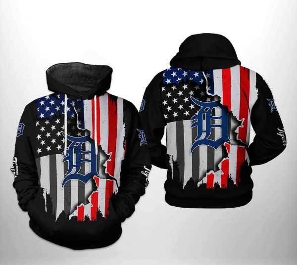 Detroit Tigers MLB US Flag 3D Printed Hoodie/Zipper Hoodie