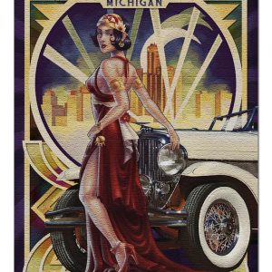 Detroit Woman And Car Jigsaw Puzzle Set