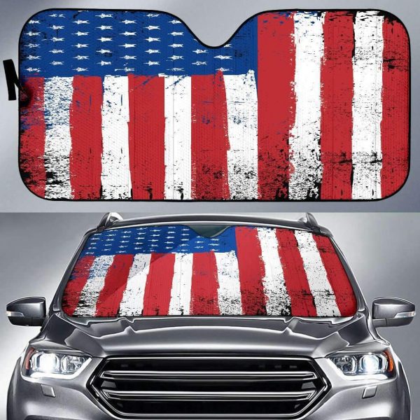 Distresed American Flag Car Auto Sun Shade