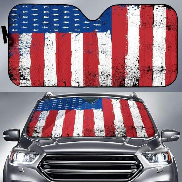 Distressed American Flag Car Auto Sun Shade