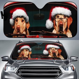 Dog Driving Christmas Funny Car Auto Sun Shade
